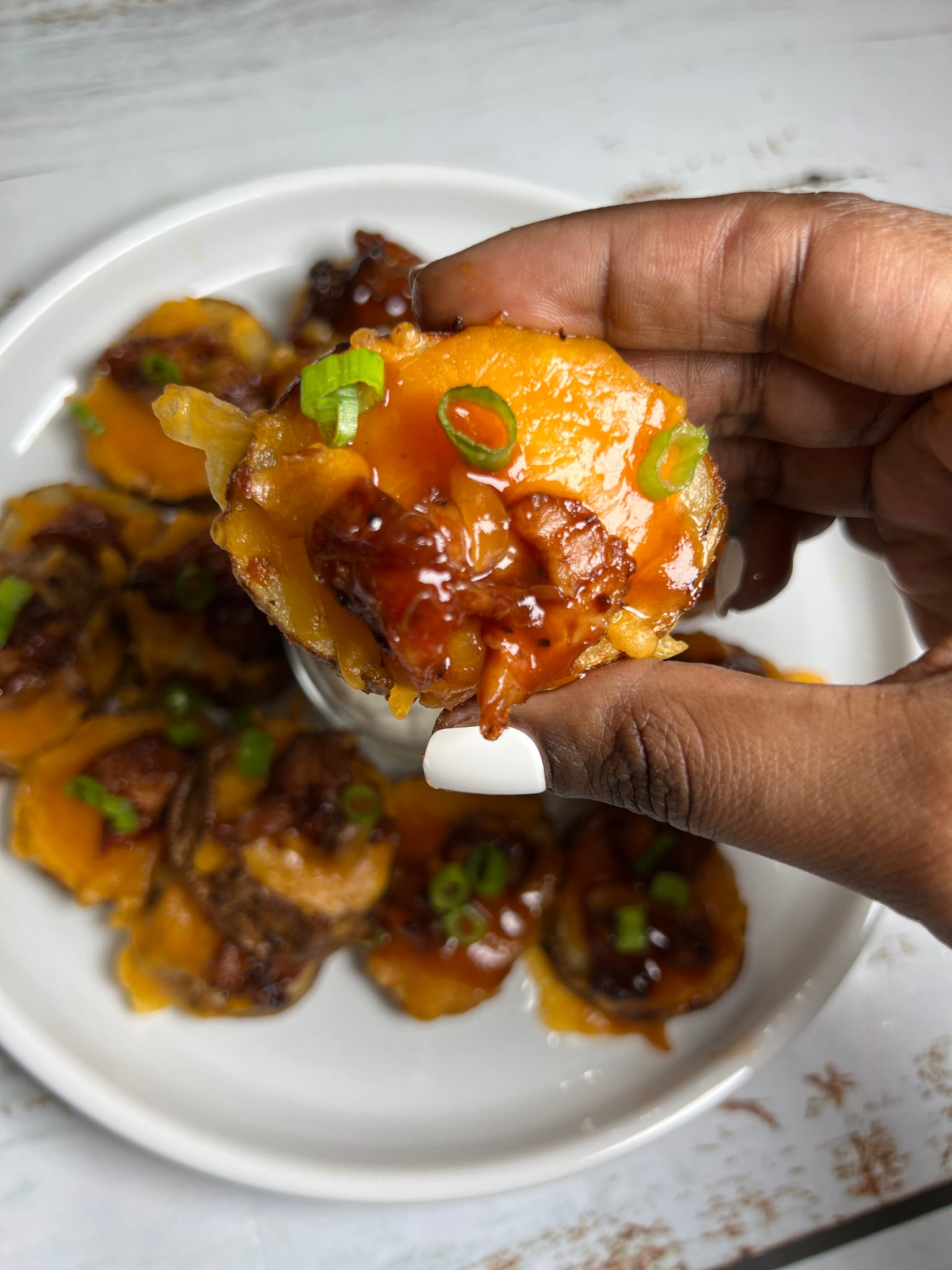 BBQ Chicken Baked Potato slices